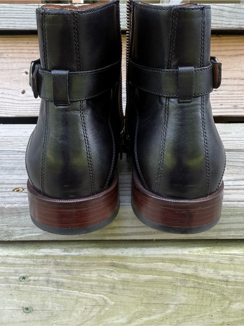 Johnston & Murphy Black Leather Ankle Boots Buckle Jodhpur Zip Mens 10.5 M Dress - Picture 8 of 16